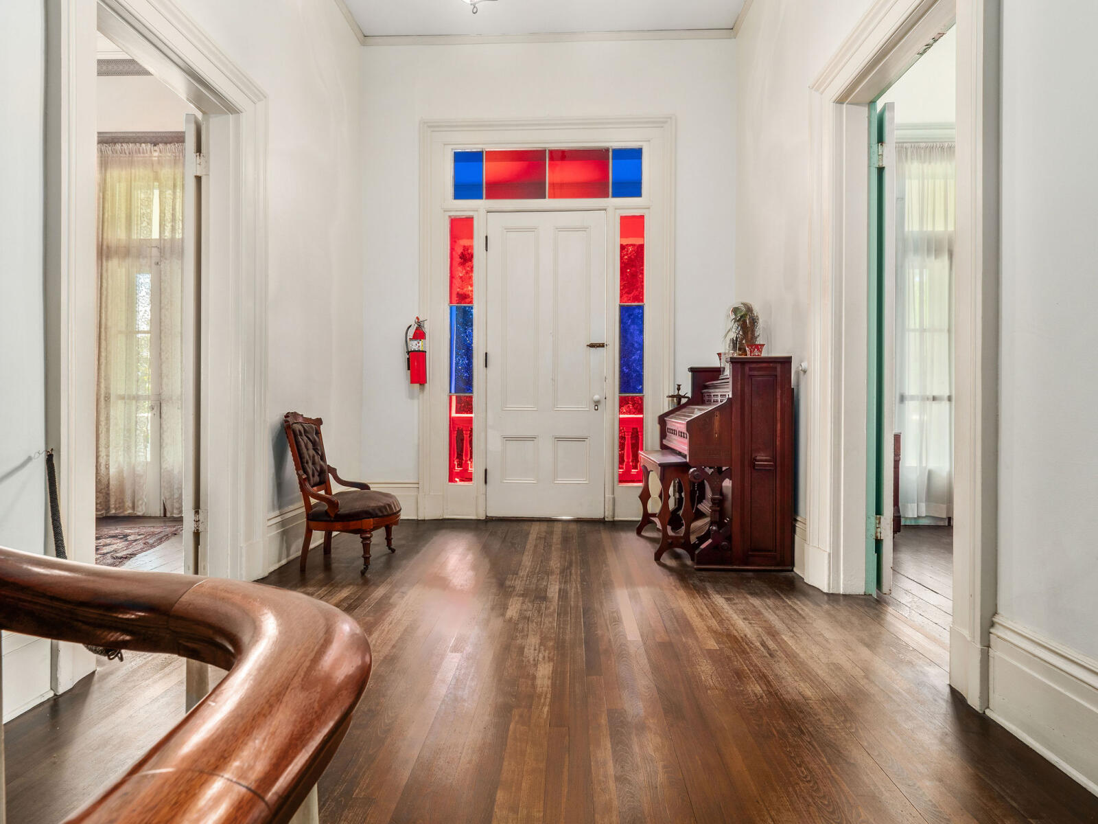 Upstairs door with stained glass panels
