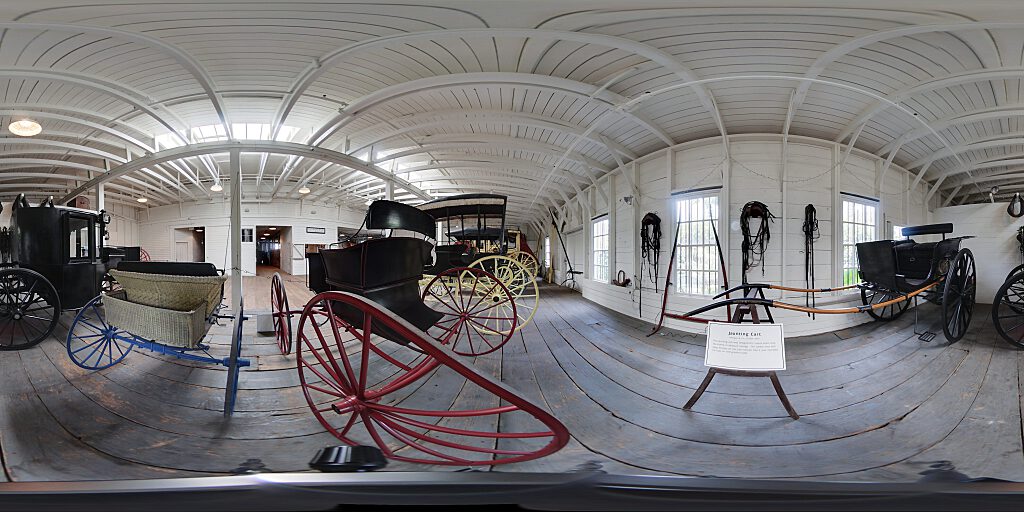 Panoramic view of several carriages.