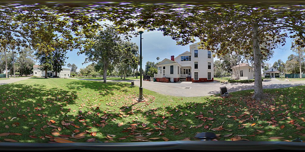 Panoramic view of the back of the Banning House