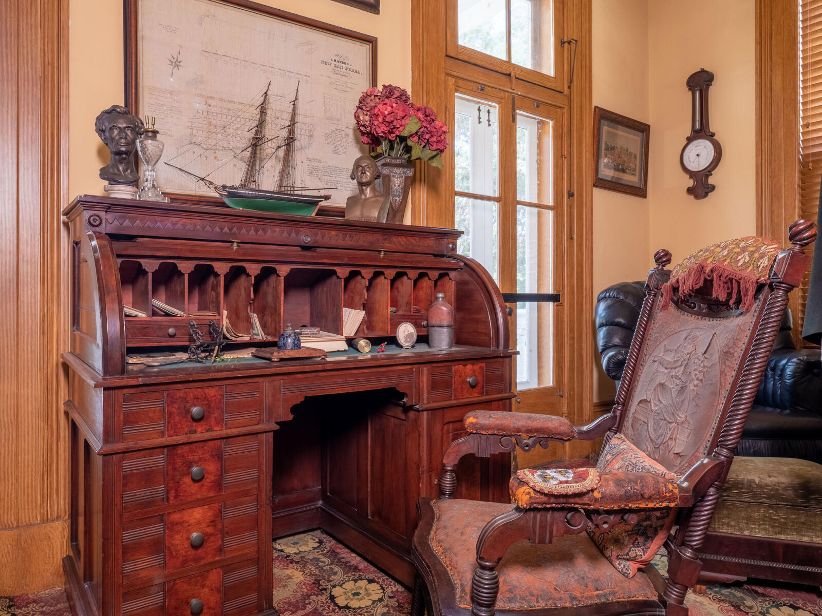 Wooden desk and chair in the Office