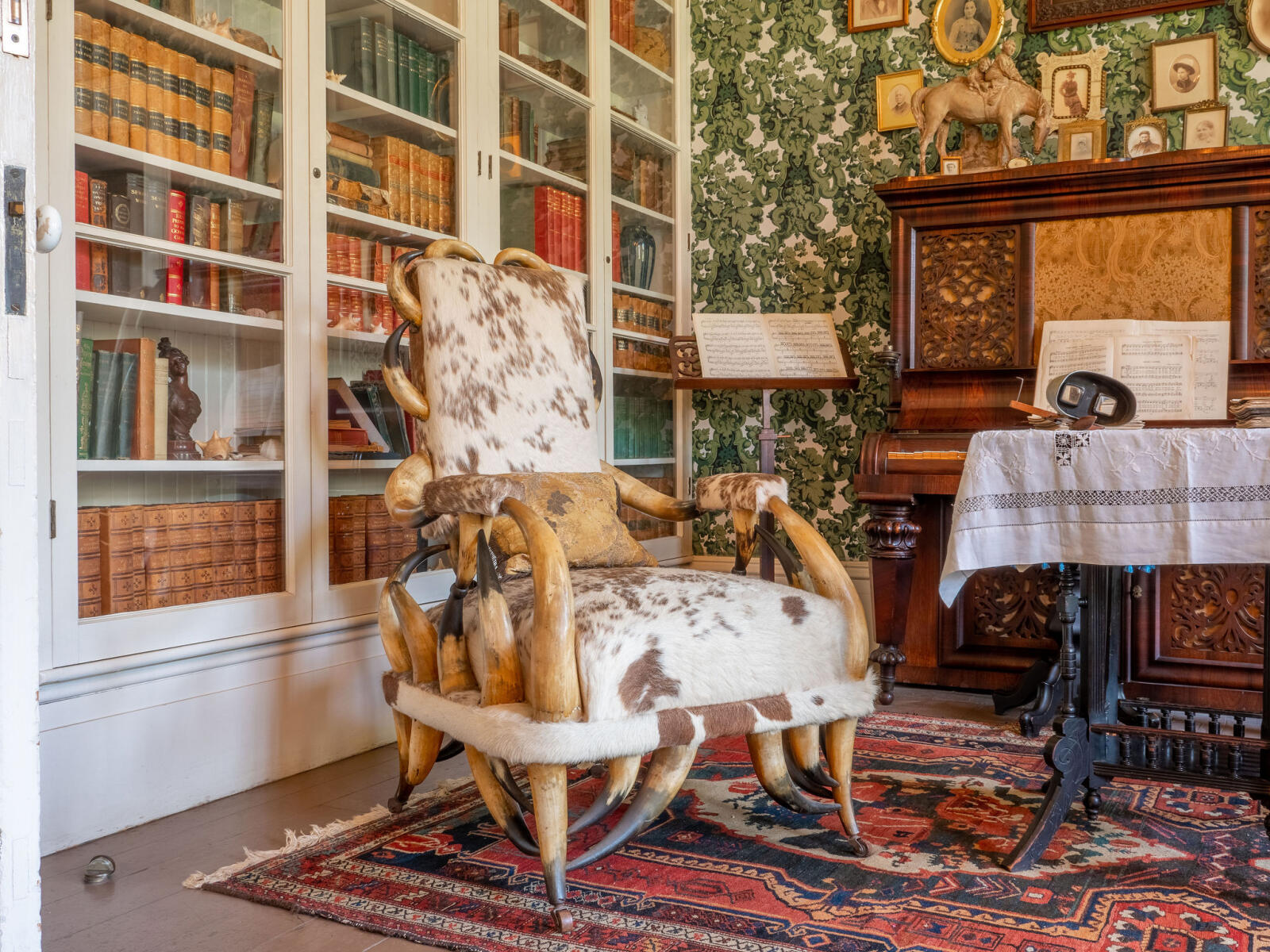 Cattle horn chair in Family Room