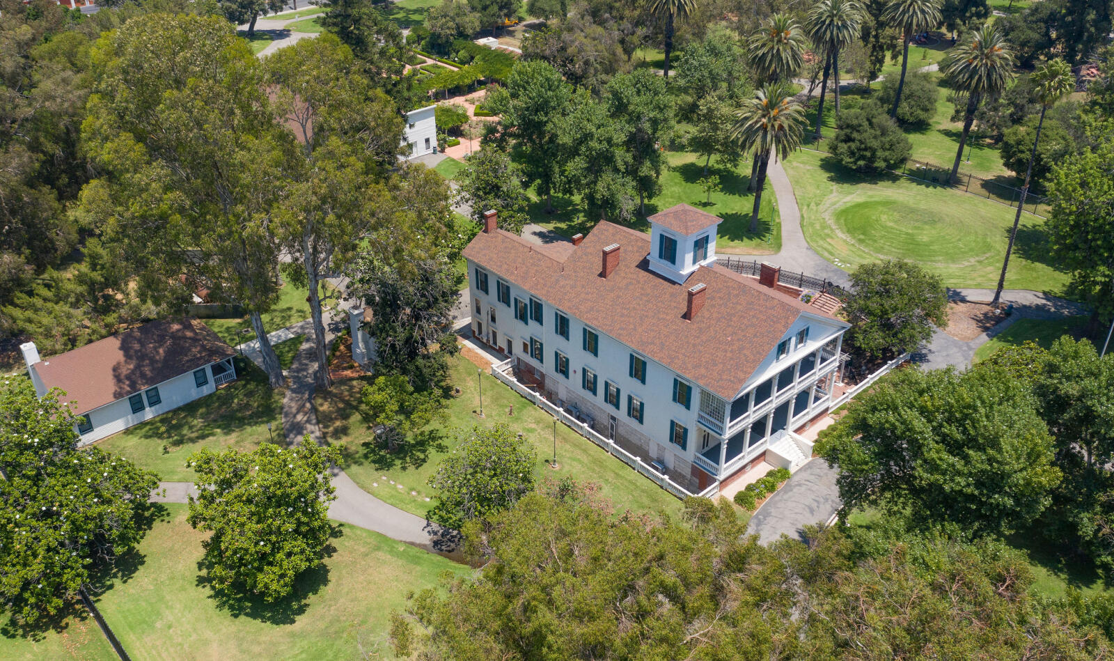 Drone long view of Banning House and surrounding area